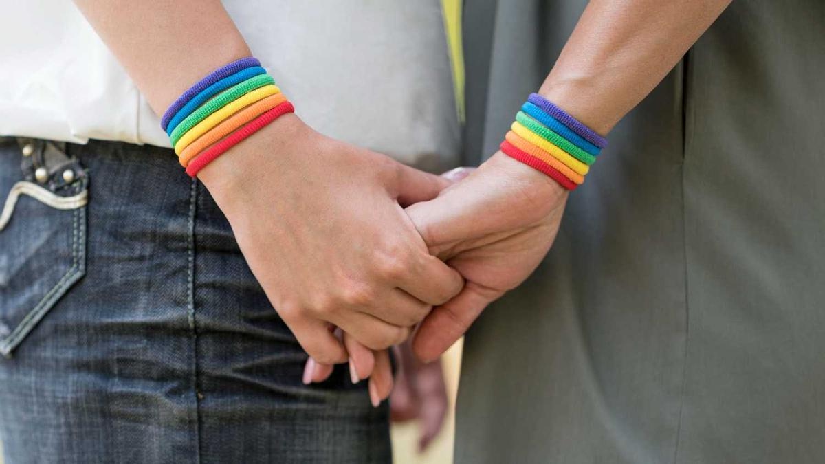 Una parella homosexual es dona la mà