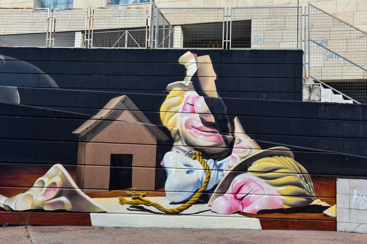 Fotogalería | Las primeras imágenes del macromural de Brea que unirá a Robe con Manolillo Chinato en Plasencia