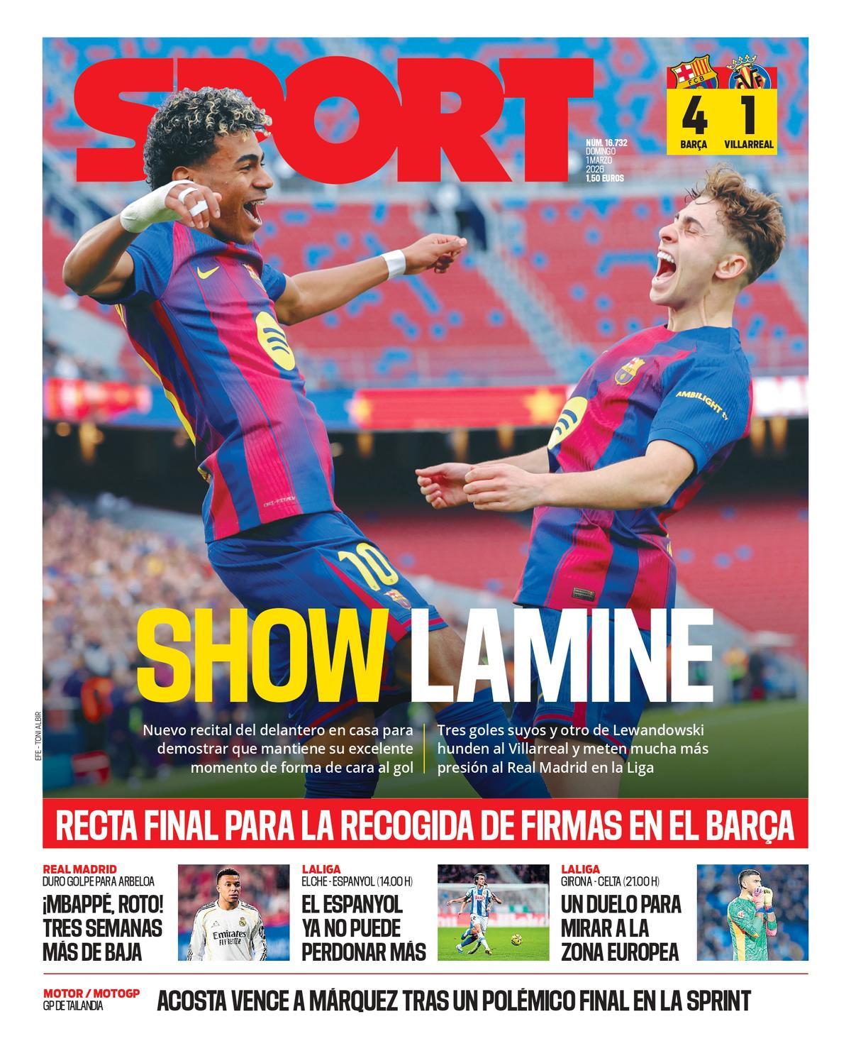 La portada SPORT de este domingo