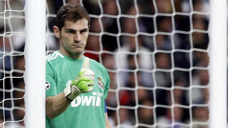 Iker Casillas durante el partido que enfrentó a su equipo al Milan en el Bernabéu.