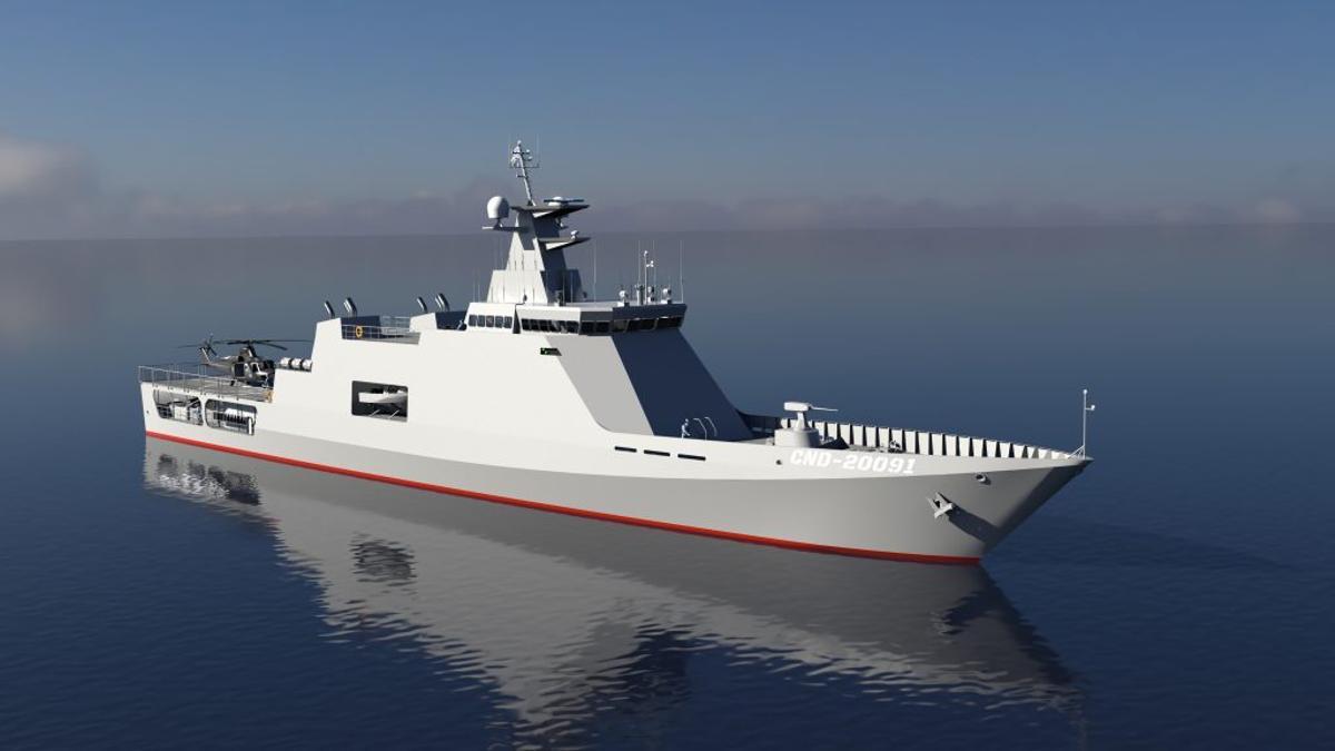 Recreación de las patrulleras tipo OPV que construirá Cardama Shipyard para la Armada de Uruguay
