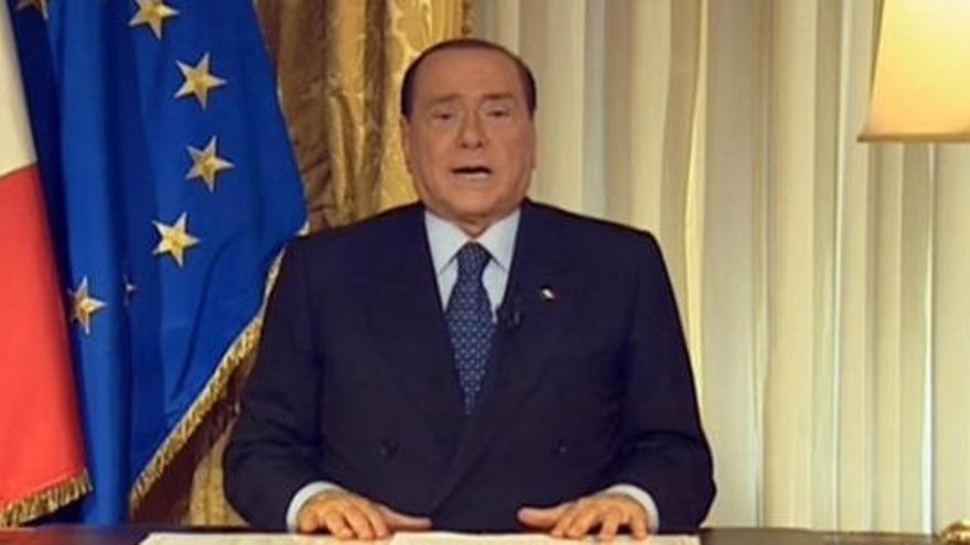 Imagen del mensaje en vídeo de Berlusconi.