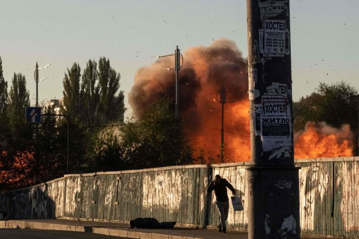 Ataque con drones rusos sobre la ciudad Kiev, Ucrania