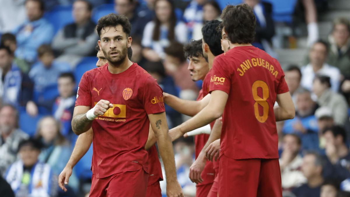 Hugo Duro celebra su gol ante la Real