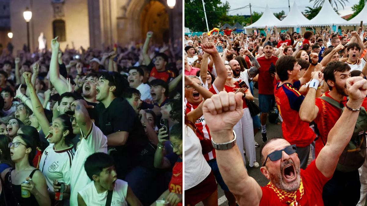 El Parque Hermanos Castro, en Gijón, se rinde a La Roja en una noche de euforia, banderas y cánticos hacia la final