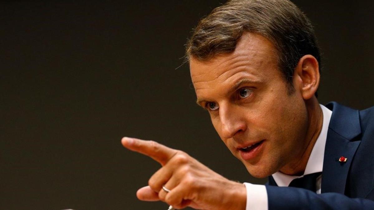 El presidente francés, Emmanuel Macron, durante su comparecencia en la Asamblea General de Naciones Unidas.