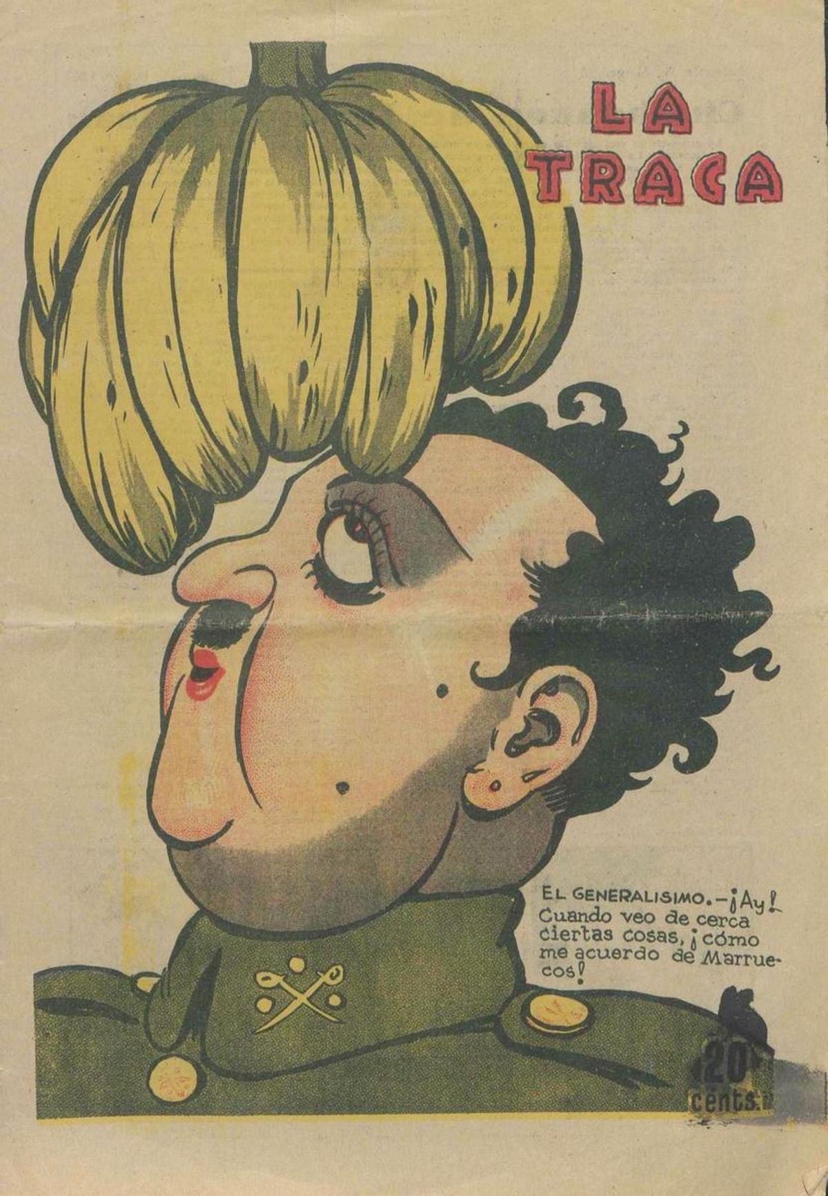 Una de las caricaturas de Franco publicadas por 'Bluff' en el semanario satírico 'La Traca'