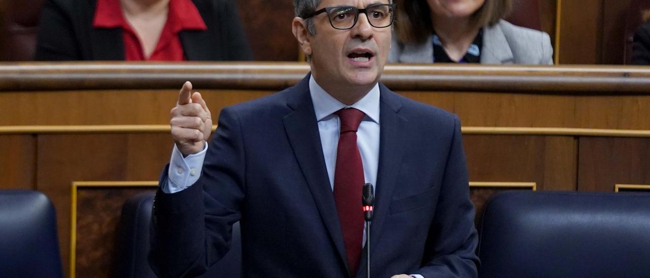 Félix Bolaños , durante la sesión de control al Gobierno en el Congreso.