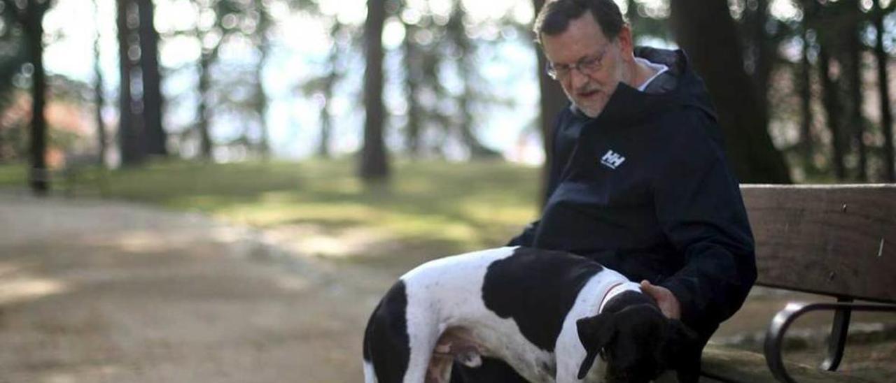 Rajoy con su perro &quot;Rico&quot;.