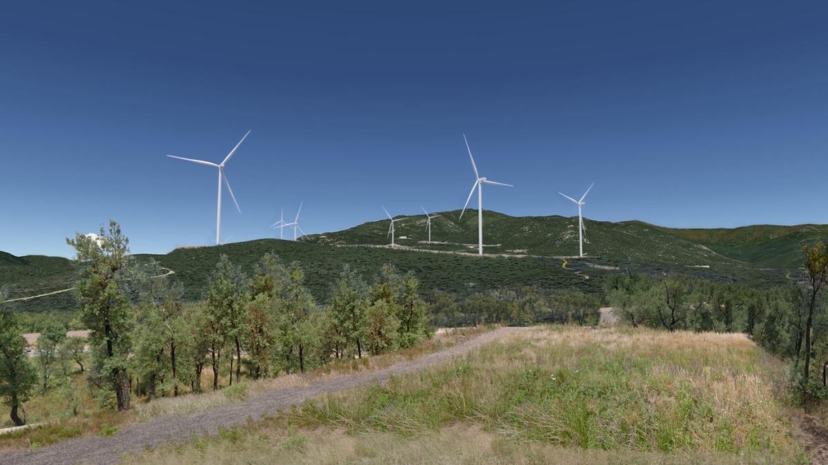 Fotomuntatge del parc eòlic Galatea de La Jonquera, que tindrà nou aerogeneradors i que la filial d'Endesa Enel Green Power vol començar a construir al 2024