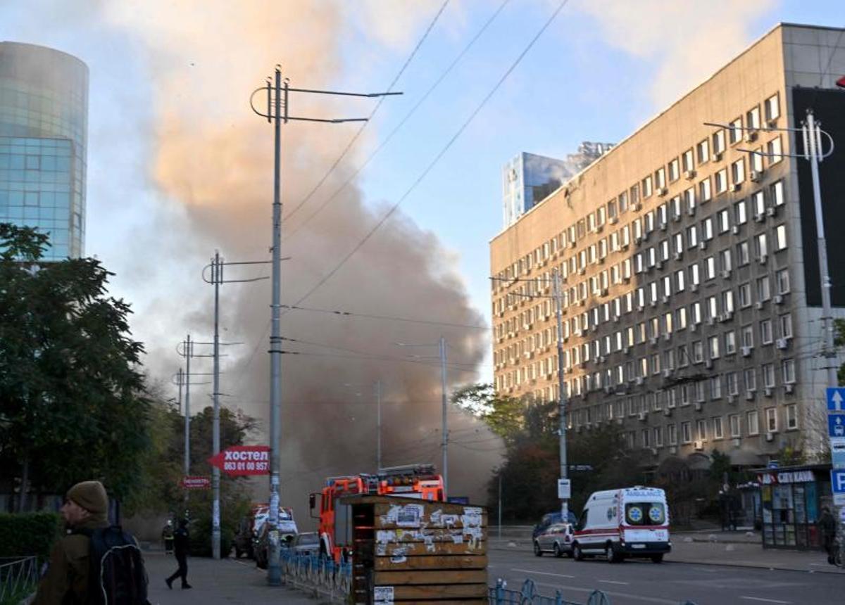 Ataque con drones rusos sobre la ciudad Kiev, Ucrania