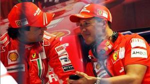 Massa y Schumacher en una imagen de 2008, cuando eran compañeros en Ferrari