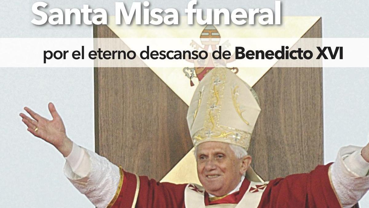 Cartel de la misa funeral en recuerdo de Benedicto XVI