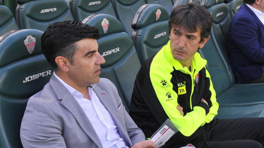 Nico, junto a Pacheta, antes del partido contra el Rayo Majadahonda