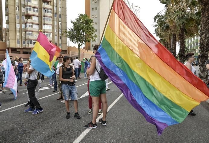 LAS PALMAS DE GRAN CANARIA A 24/06/2017. Este 2017 el lema del orgullo está vinculado a la demanda de la Ley de Igualdad LGTBI que combata los flecos pendientes para la igualdad legal y real. La manifestación discurrió por la avenida de Mesa y López hasta Santa Catalina. FOTO: J.PÉREZ CURBELO