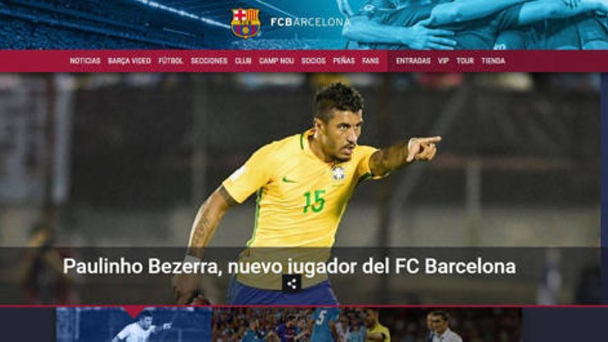 El anuncio oficial en la web del Barça.