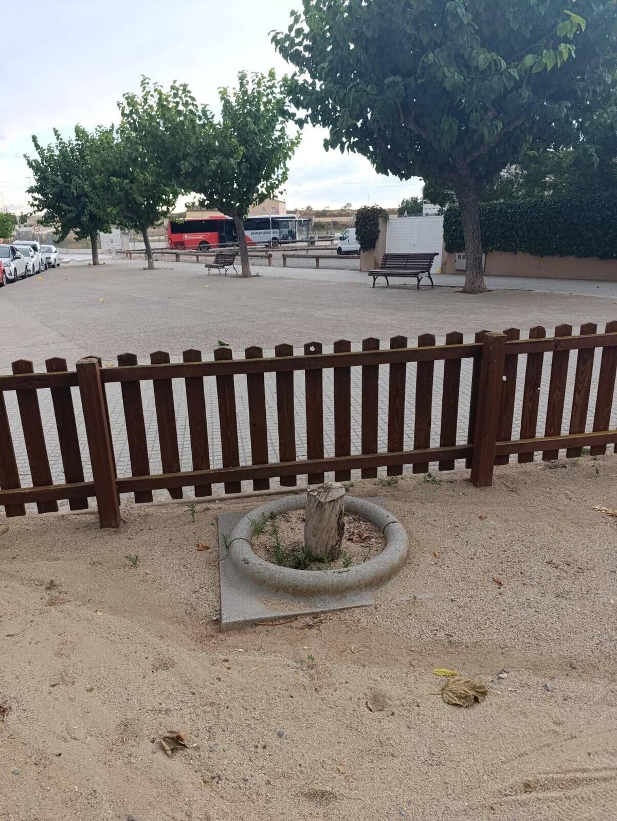 La plaça de la Pau, a Santpedor, amb pocs espais d'ombra