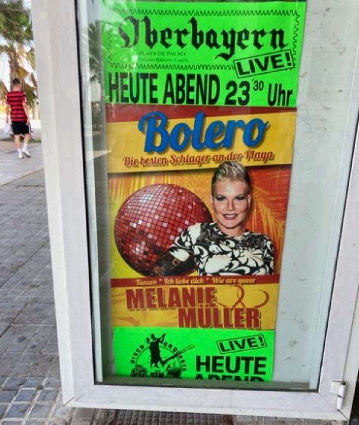So bewirbt das Bolero die Auftritte von Melanie Müller.