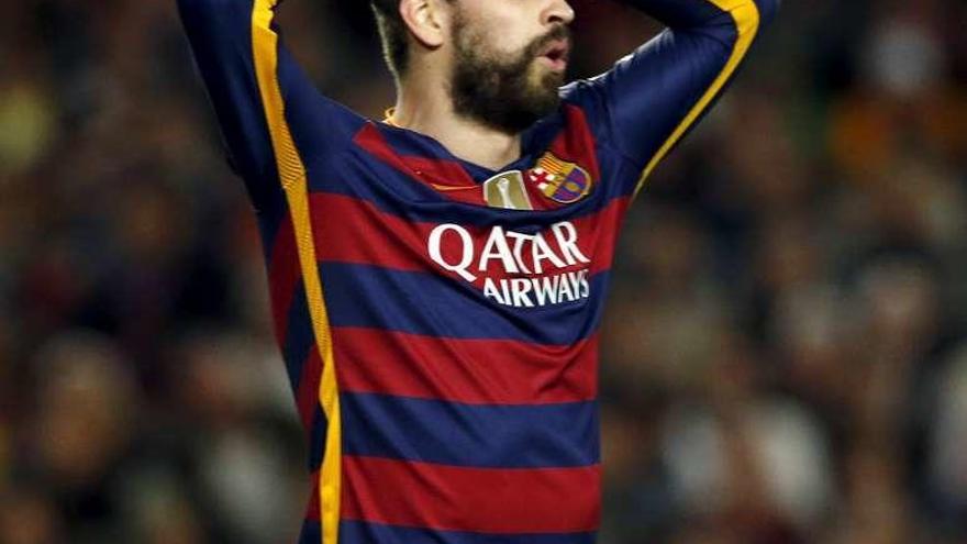 Piqué, el domingo en el partido contra el Valencia.