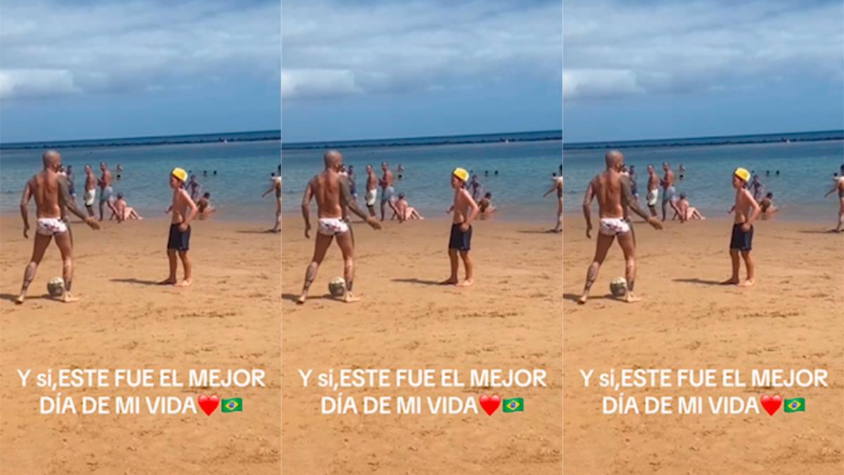 El regalo de Dani Alves a un niño que se divertía jugando a fútbol en la playa