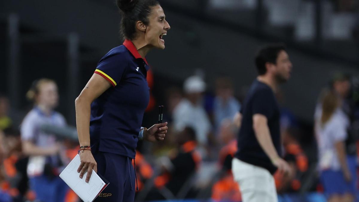 Montse Tomé durante un partido en los Juegos Olímpicos.