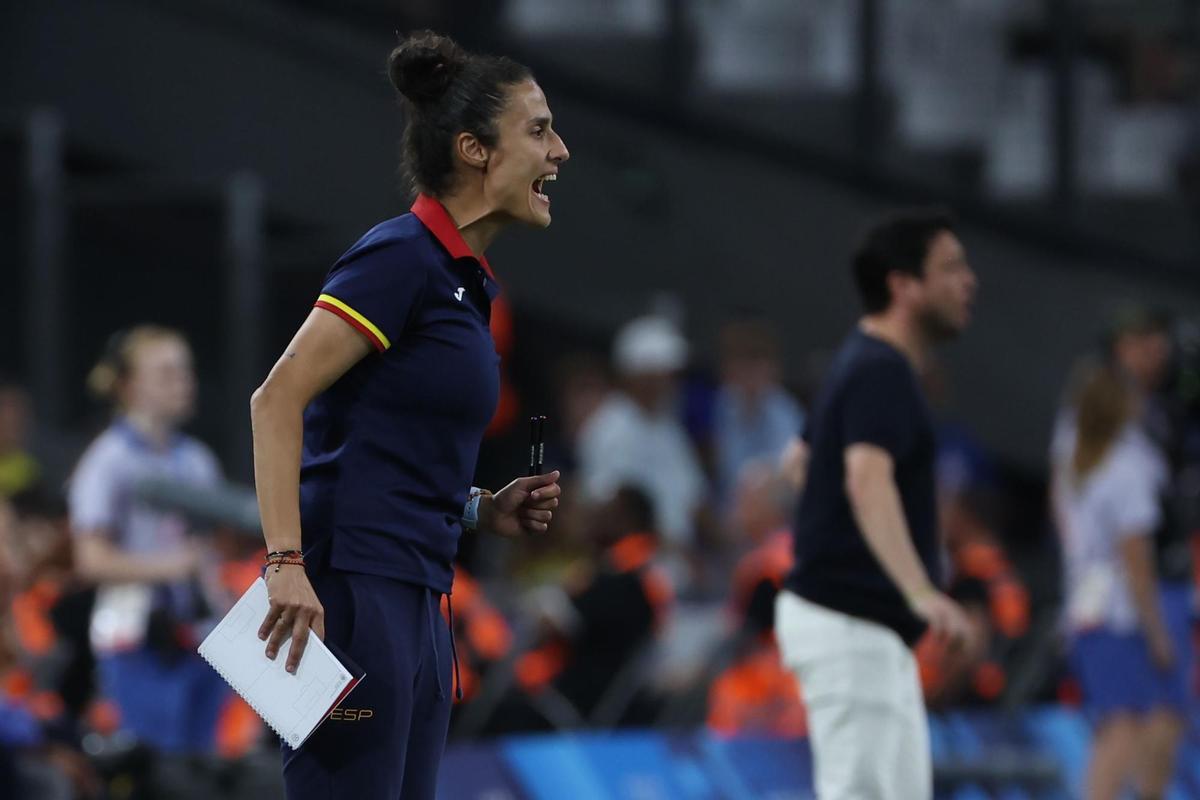 Montse Tomé durante el partido.