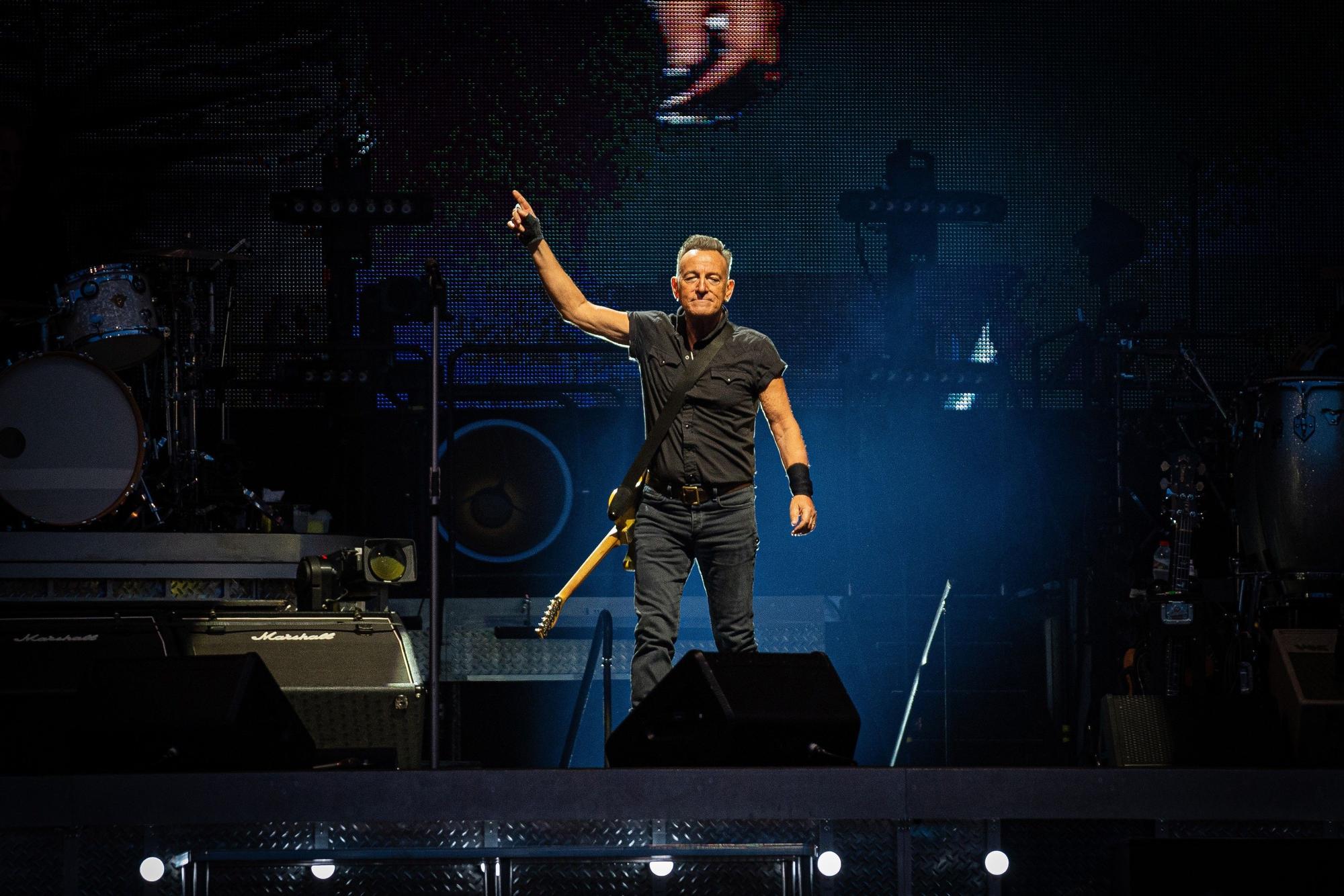 The singer Bruce Springsteen at the Olympic Stadium in Barcelona at the start of his tour of Europe