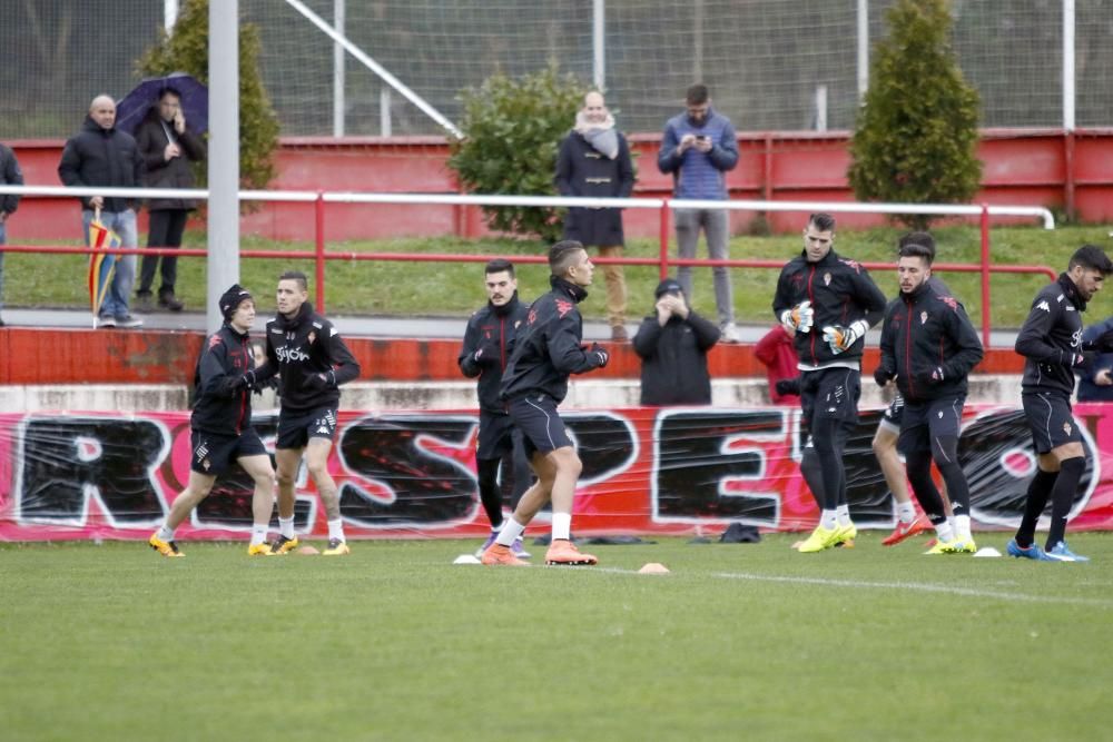 Entrenamiento del Sporting antes del partido contra el Athletic