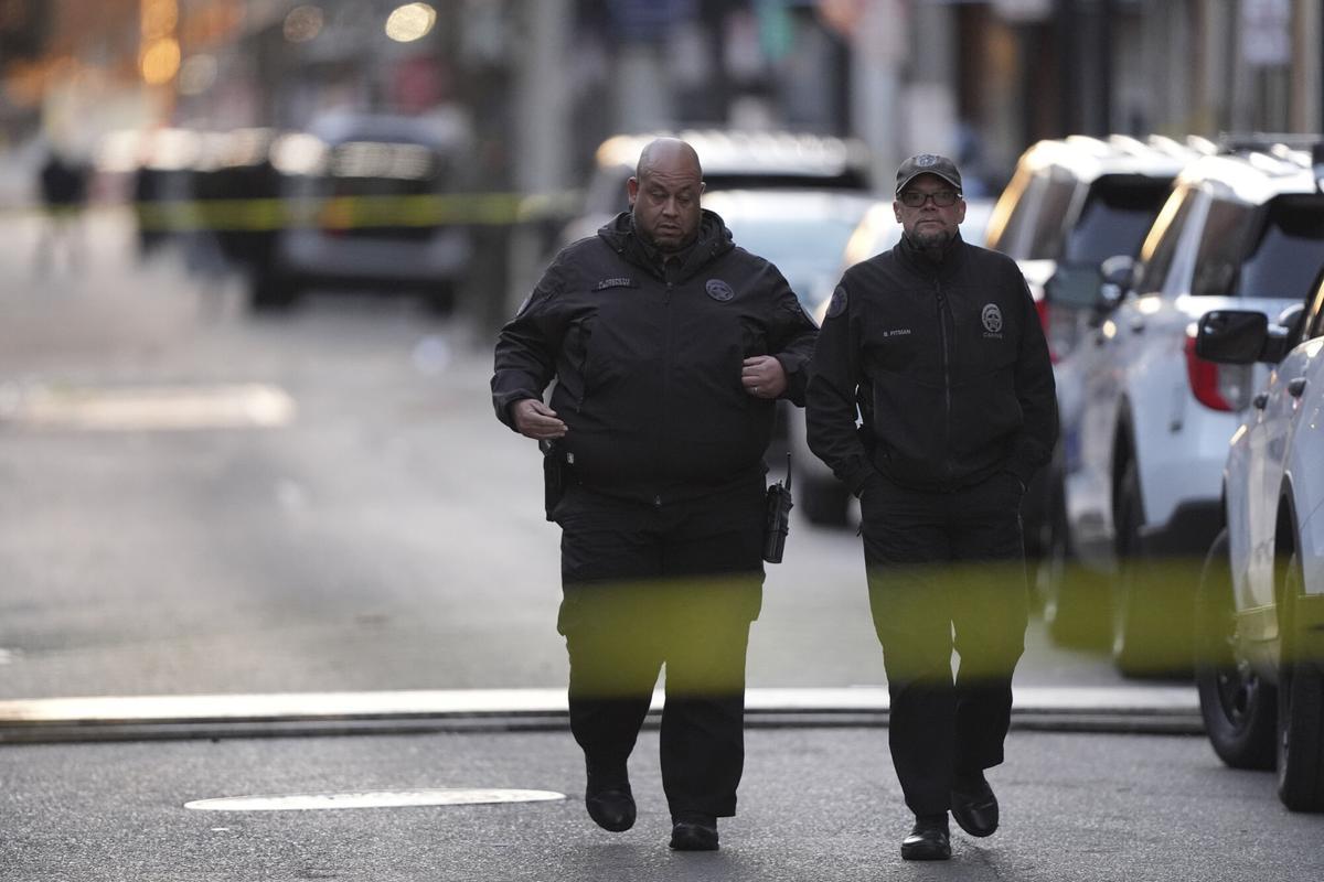 Emergency services attend the scene after a vehicle drove into a crowd on New Orleans Canal and Bourbon Street, Wednesday Jan. 1, 2025. (AP Photo/Gerald Herbert). EDITORIAL USE ONLY / ONLY ITALY AND SPAIN