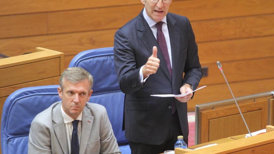 Alberto Núñez Feijóo, hoy en la Cámara gallega.