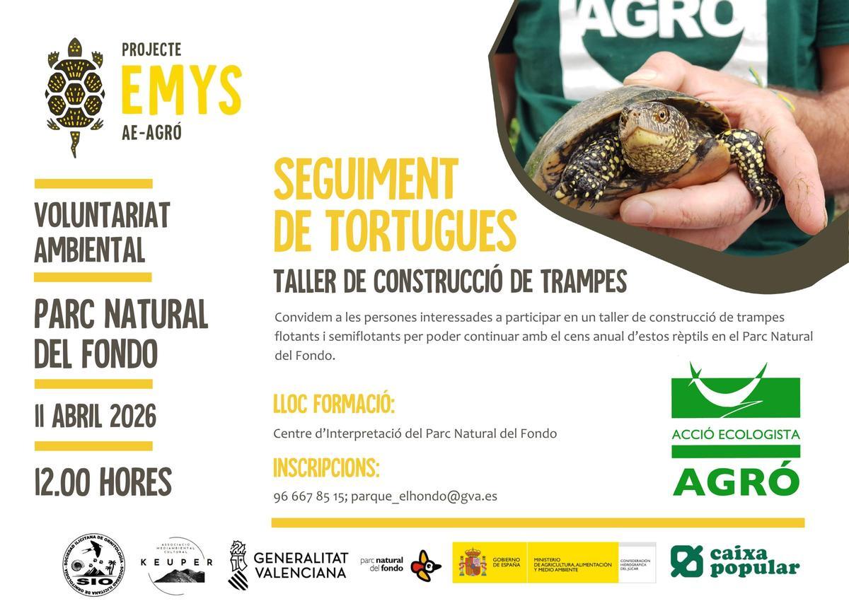 Cartel sobre el Taller de trampas en el Parque Natural de El Hondo de Crevillent y Elche