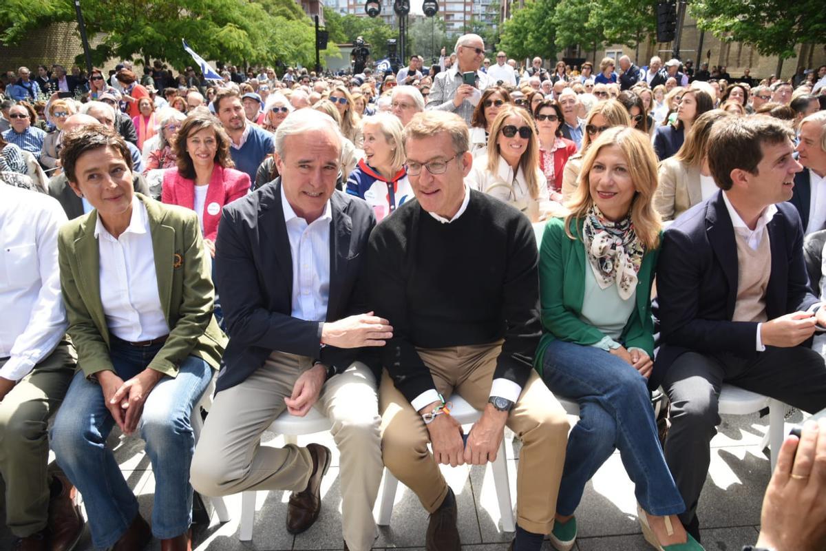 Ana Marín, Jorge Azcón, Núñez Feijóo y Mar Vaquero.