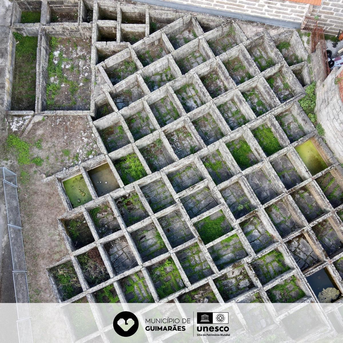 Vista aérea de una de las zonas de las antiguas curtidurías de Guimaraes.