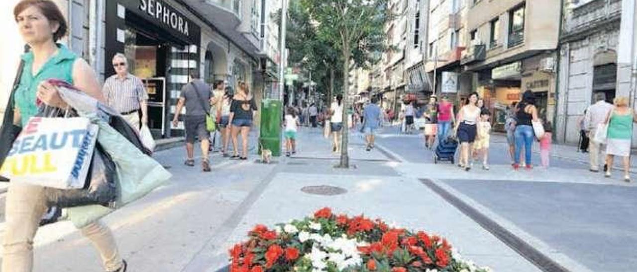 Calle peatonal en Pontevedra.