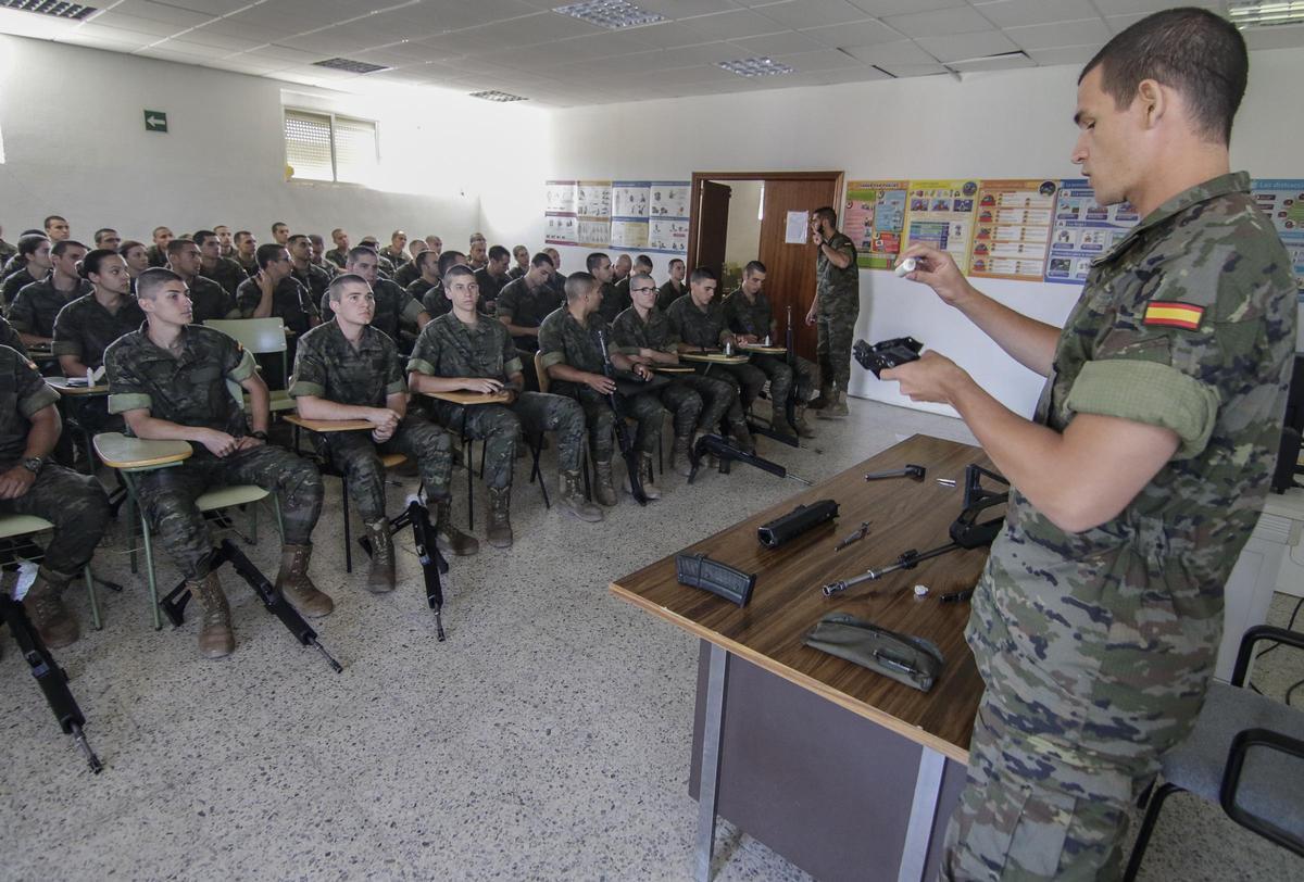 Periodo de instrucción de soldados profesionales en el Cefot de Cáceres, en 2019.