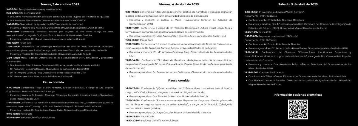 Programa del III Congreso Internacional sobre Masculinidades e Igualdad (CIMASCIGUAL III)