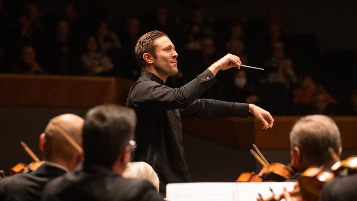 Roberto González-Monjas con la OSG en su concierto de la semana pasada en el Palacio de la Ópera.