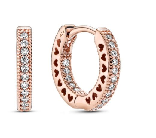 Pendientes de Aro en Pandora Rose Corazones en Pavé