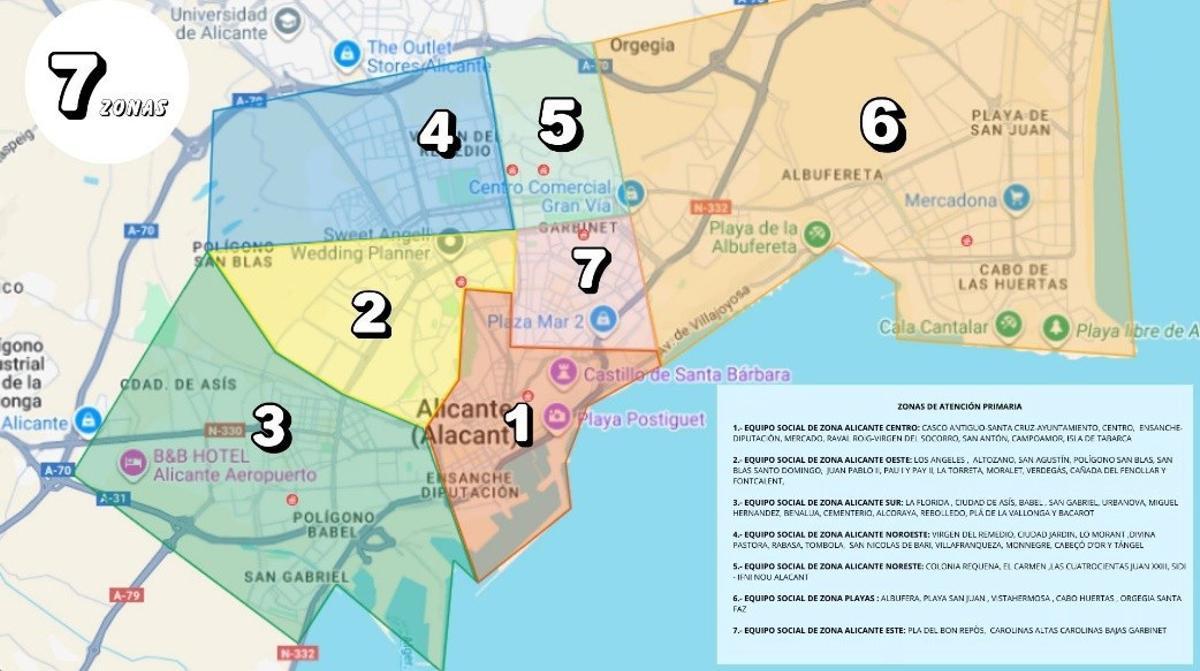 Nueva distribución de las Zonas de Atención Primaria en Alicante.