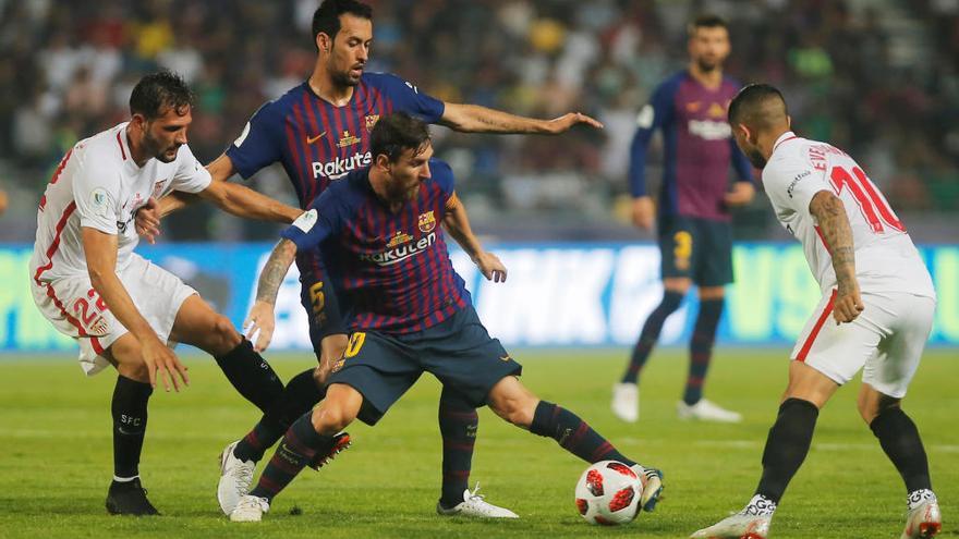 Messi, en el partido de la Supercopa ante el Sevilla.