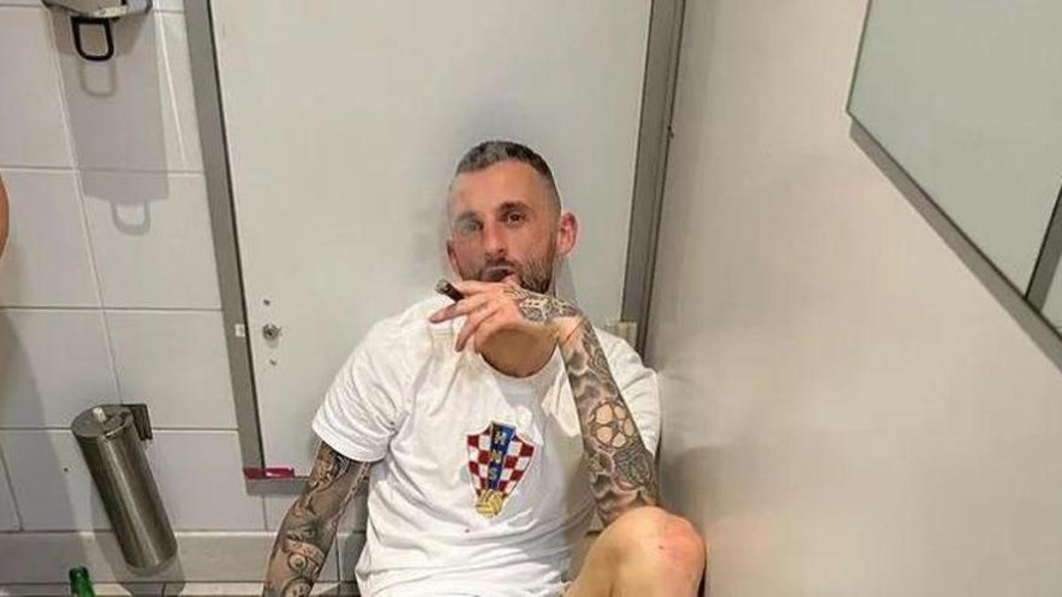 Marcelo Brozovic, durante una celebración de un triunfo con Croacia.