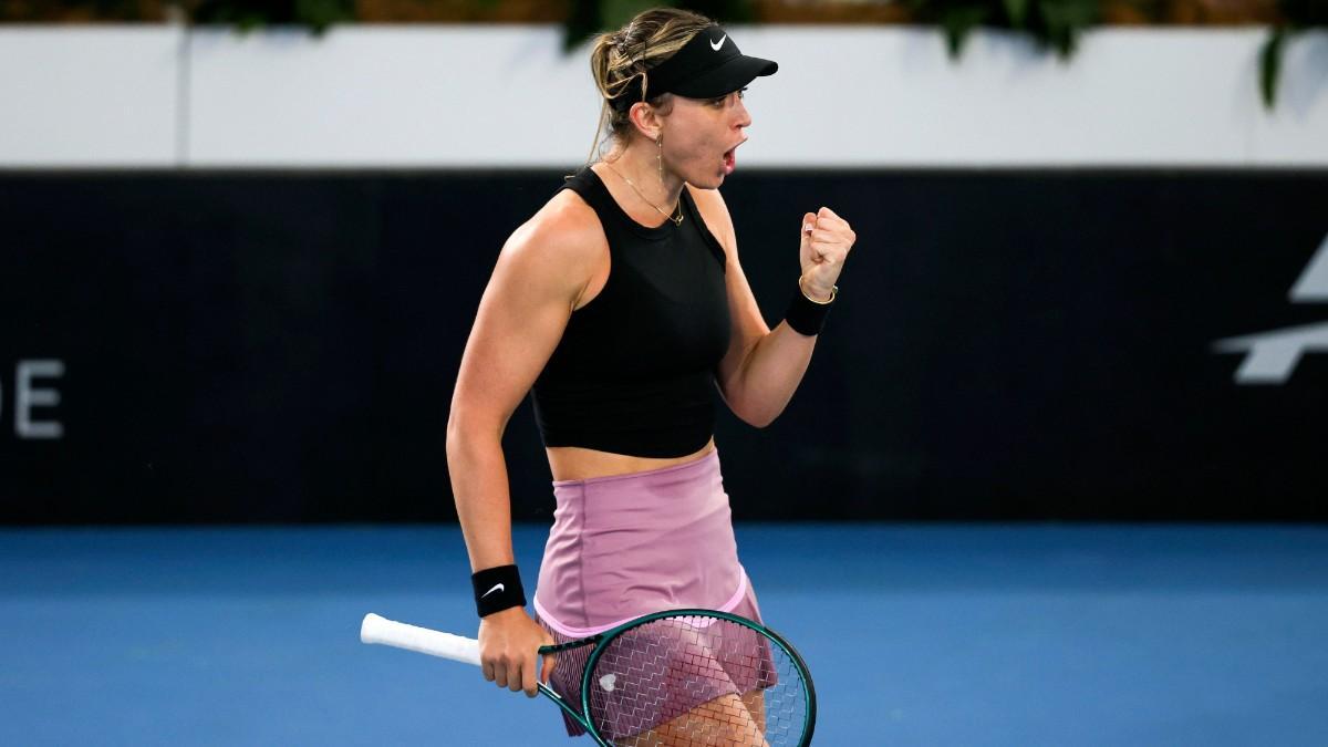 Paula Badosa celebra un punto durante la primera ronda del WTA 500 de Adelaida
