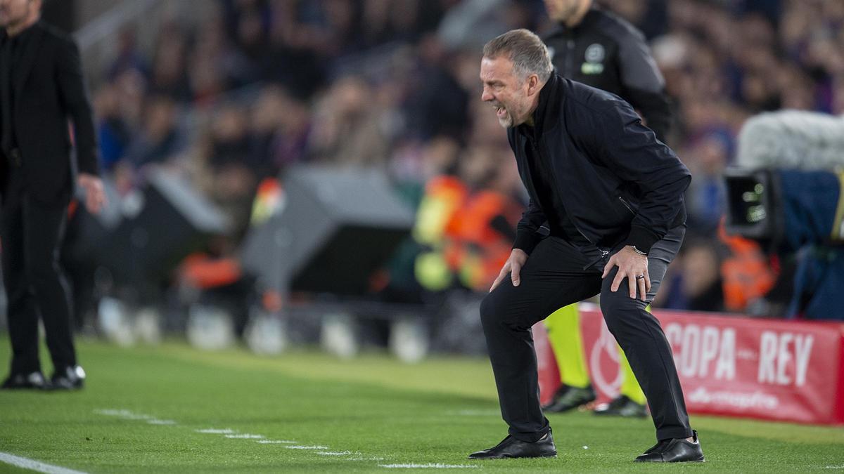 Flick, durante el partido contra el Atlético.