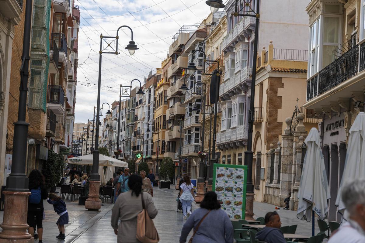 Estructura del plan sombra en la calle del Carmen en Cartagena
