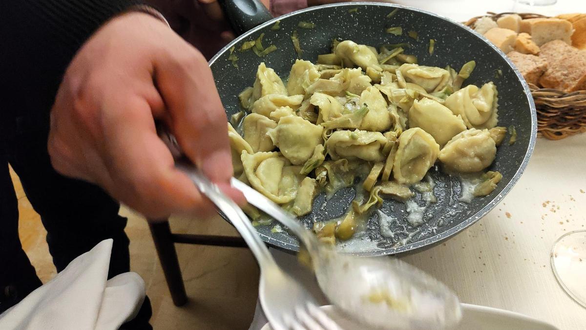 Los ‘tortelli’ de alcachofa y ricota del restaurante Terme.