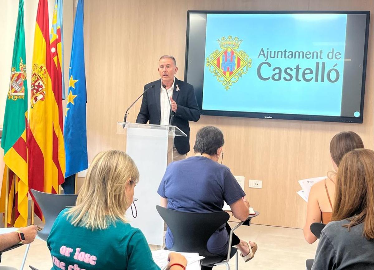 Un momento de la rueda de prensa de este jueves en el Ayuntamiento de Castelló tras la junta de gobierno local.