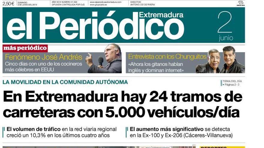 Esta es la portada de EL PERIÓDICO EXTREMADURA correspondiente al día 2 de junio del 2019