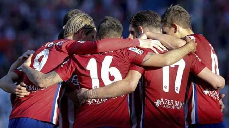 Jugadores del Atlético, en su última cita liguera