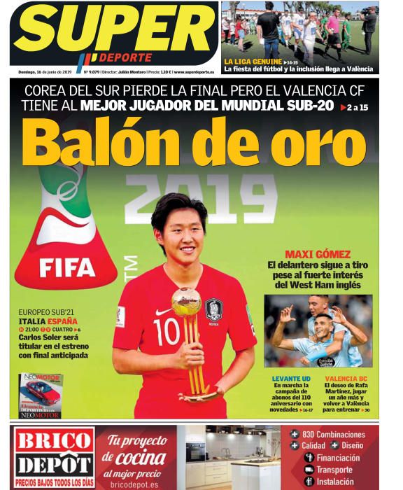 Portada SUPERDEPORTE domingo 16 de junio de 2019.