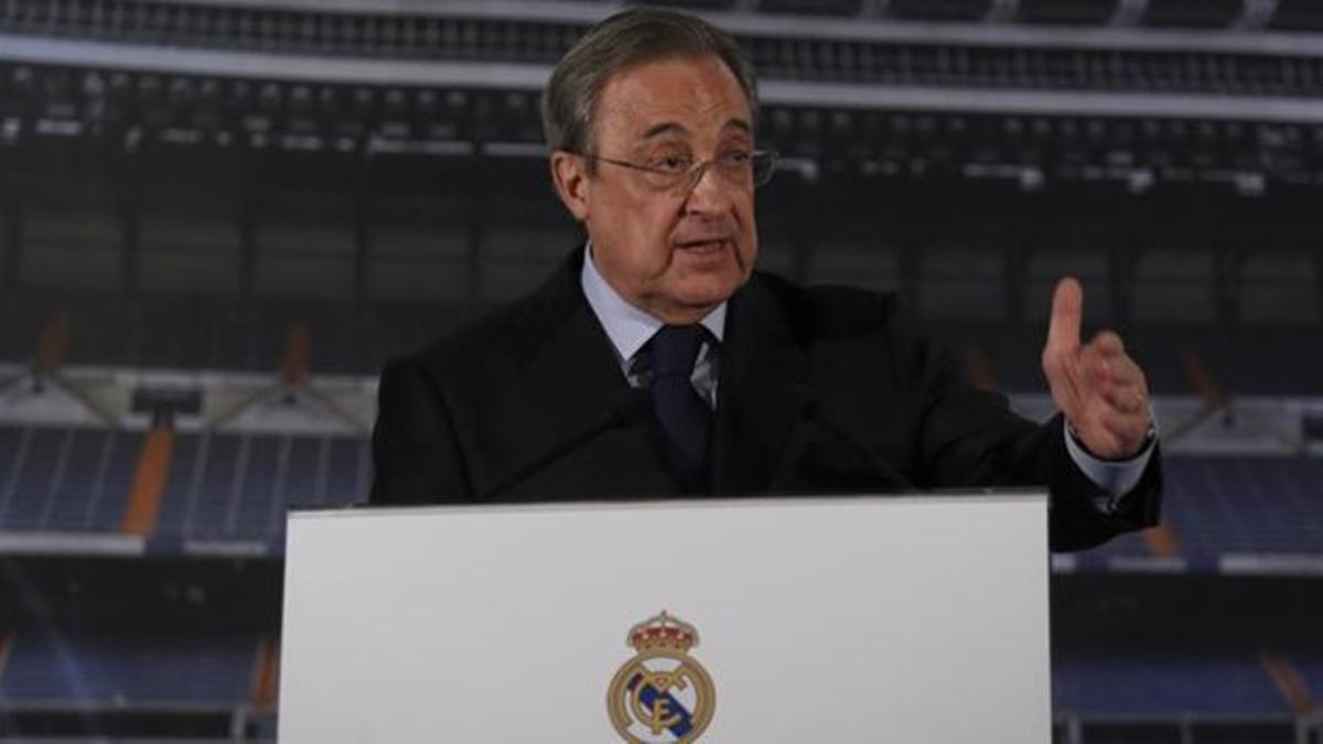 Florentino Pérez este jueves en el Santiago Bernabéu